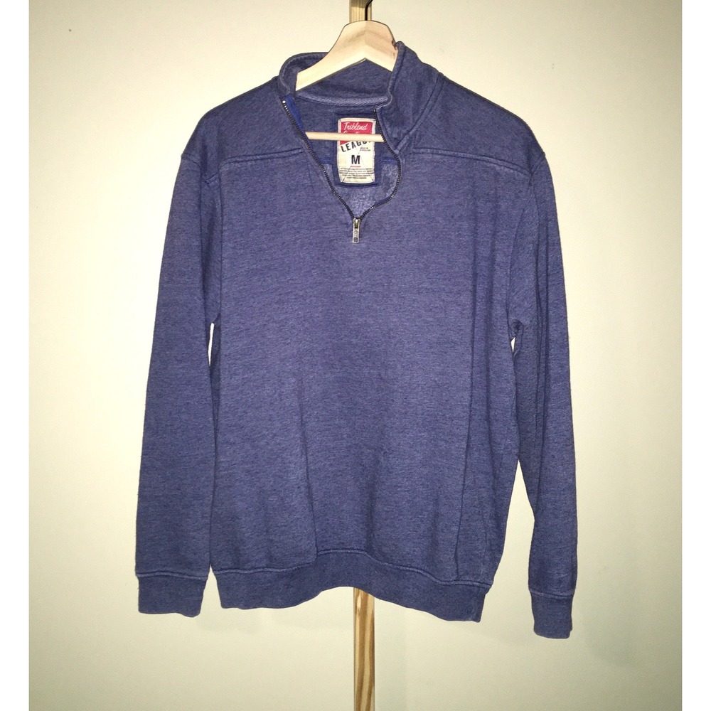 League Triblend Sweats Mens Pullover Quarter Zip Long Sleeve Blue Size M